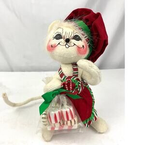 VTG Peppermint Mouse Chef AnnaLee‎ Mobilitee Plush Doll 2005 Holiday Christmas